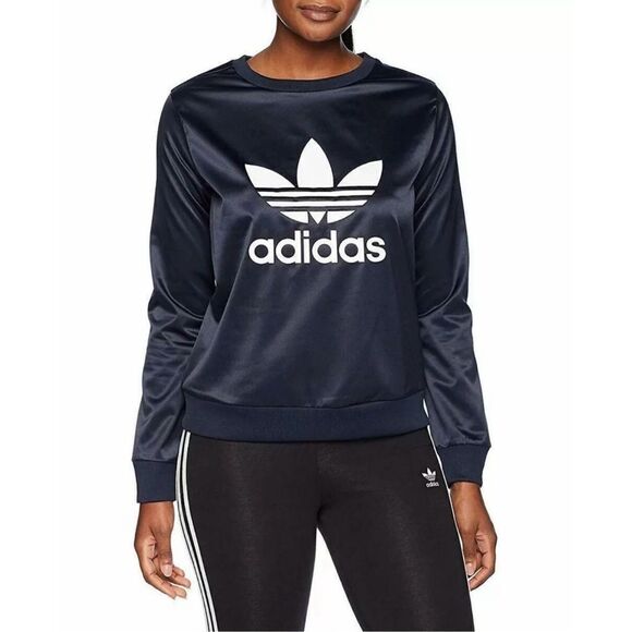Adidas Women's Originals Trefoil Crew Sweatshirt, Legend Ink. Size Small. - Picture 1 of 6